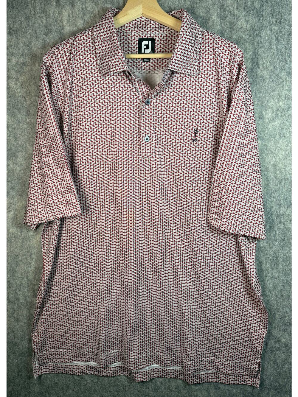 FootJoy Mens Maroon Link XXL Self Collar Performance Golf Polo Short Sleeve